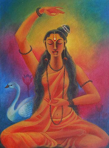 MR0041 
Parabramhaswarupini Mahalakshmi 
Acrylic on Canvas 
38 x 28 inches 
Available